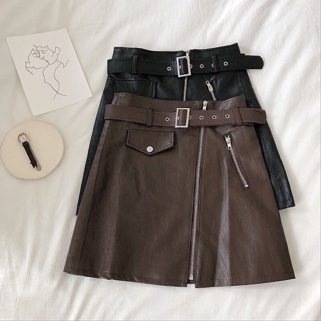 Chân Váy Chữ A, Chân Váy Da Cạp Cao Túi Nắp Khóa Kéo Có Quần Trong, Kèm Belt Hàng Quảng Châu Cao Cấp Trẻ T | BigBuy360 - bigbuy360.vn
