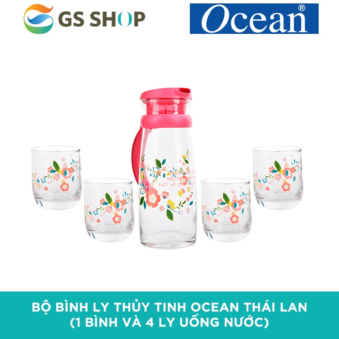 Bộ bình ly thủy tinh OCEAN Thái Lan (1 bình và 4 ly uống nước)