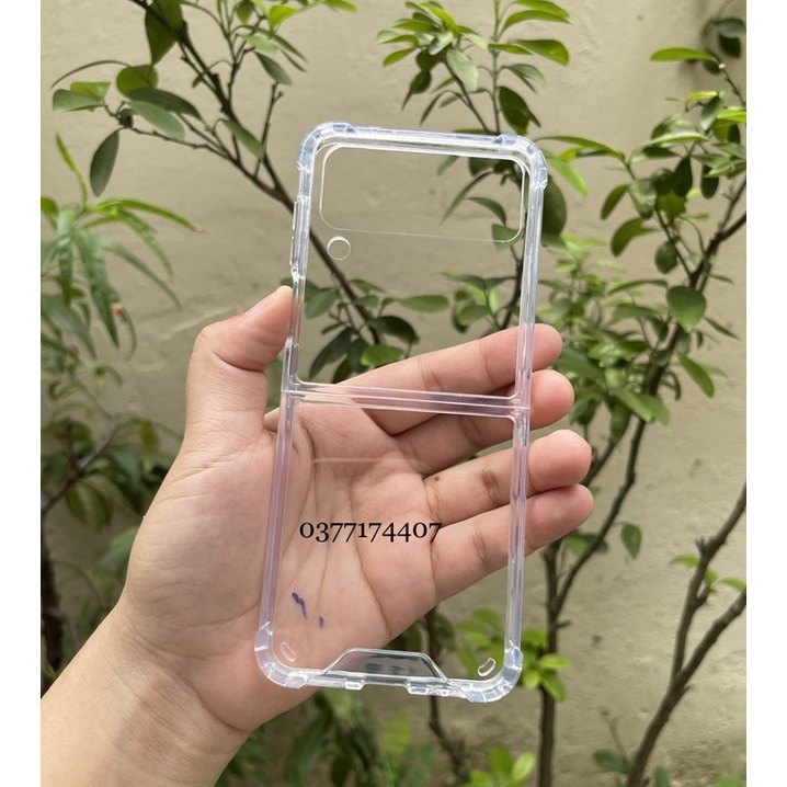 Ốp lưng trong suốt cho Samsung Z Flip 4 5G lưng cứng viền dẻo gờ cao chống sốc