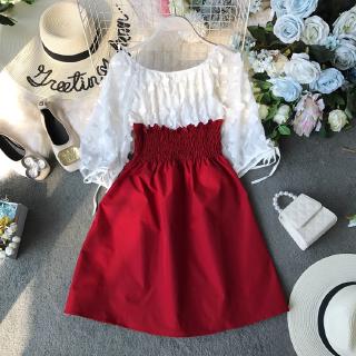Đầm midi Dáng Chữ a Trễ Vai Phong Cách Hàn Quốc Thời Trang Mùa Hè Xinh Xắn Cho Nữ Mới
