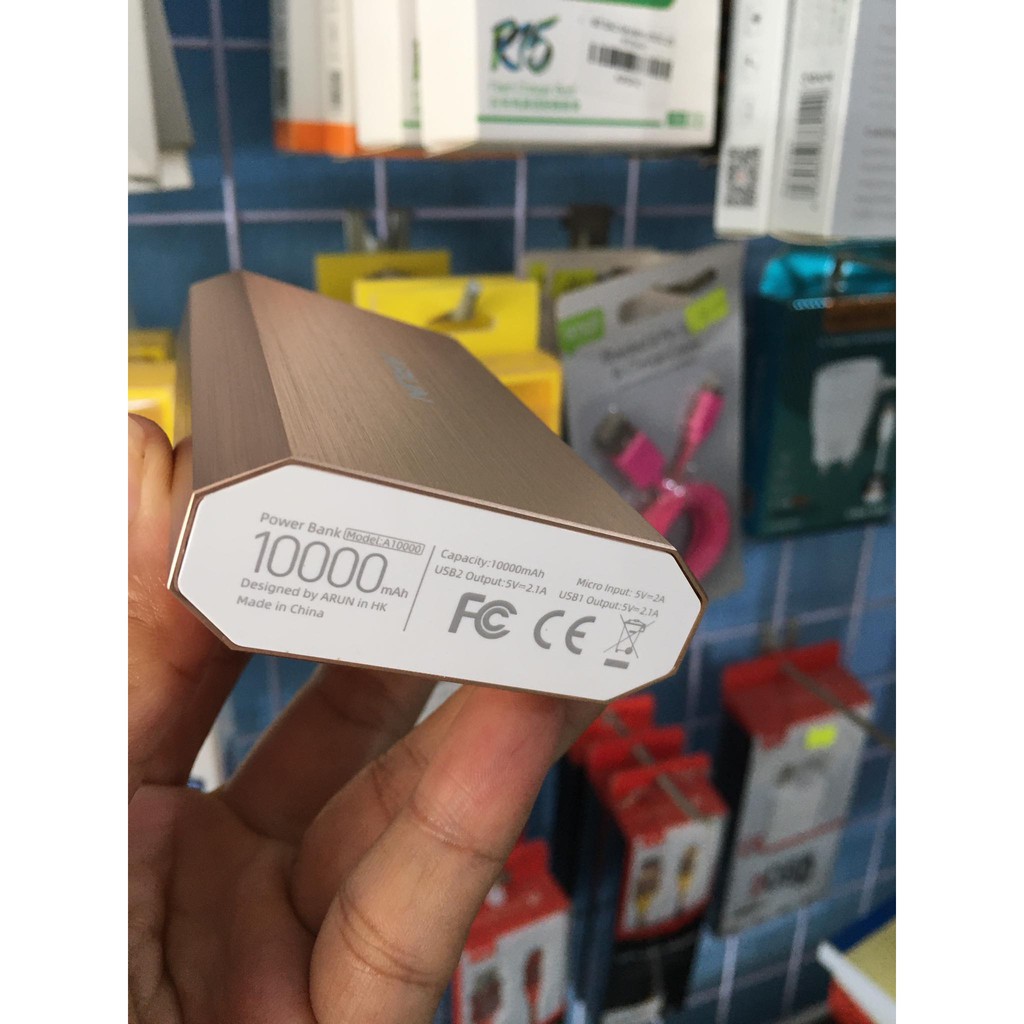 Pin Sạc Dự Phòng 10000mAh Mini ARUN A10000 2 Cổng Sạc Ra - BH 1 Năm - Hưng Long PC