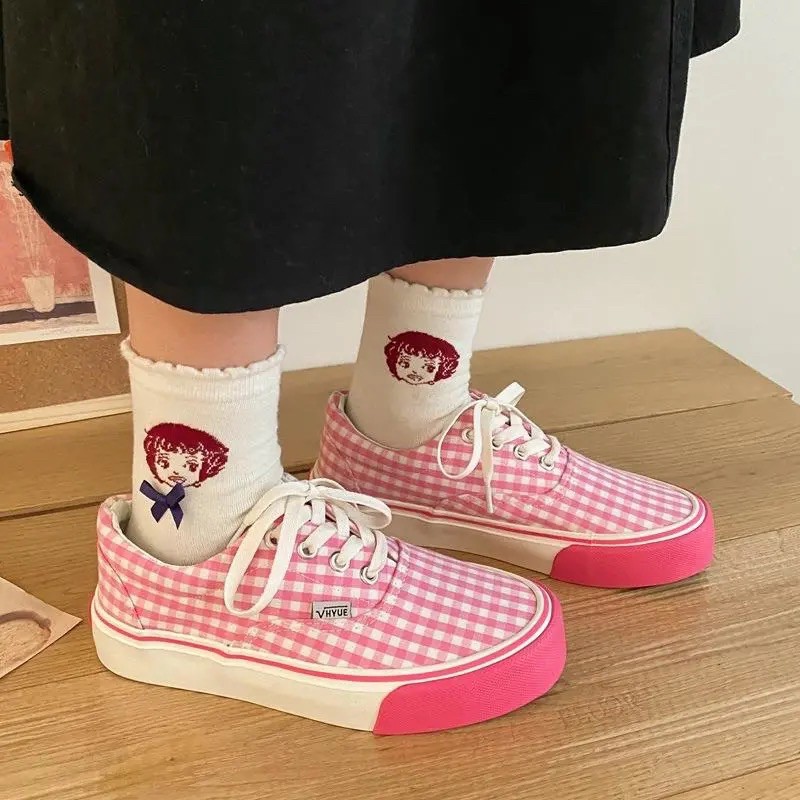 Giày Vải Soft Nữ Nhật Bản Mùa Xuân Hồng Chấm Bi - CÓ FBACK ẢNH THẬT [ORDER]