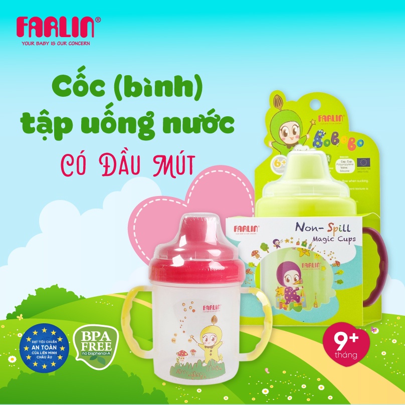 Cốc ( Bình ) Tập Uống Chống Tràn Có Đầu Mút Hiệu Farlin - 200ml