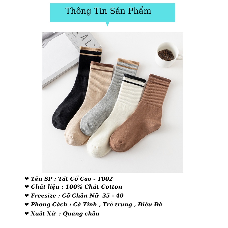 Tất Vớ Nam Nữ ❤️FREESHIP❤️ Tất Nữ Cổ Cao Phong Cách Hàn Quốc Đẹp Chất Cotton TN28