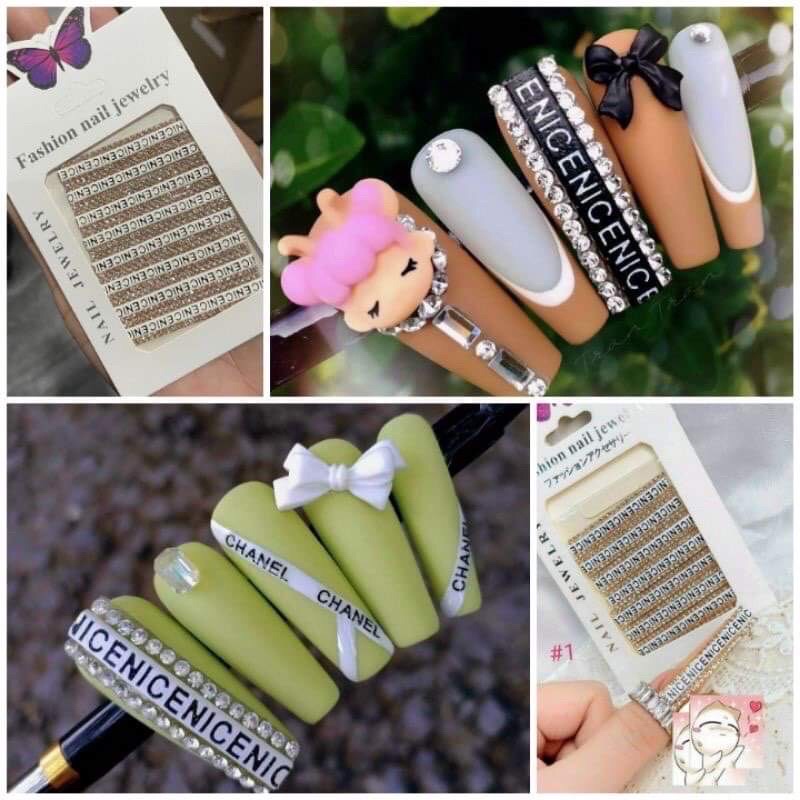 Sét charm chữ viền đá sang chảnh