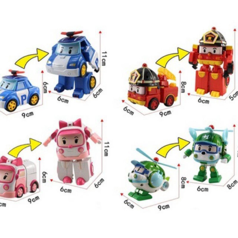 Hộp đồ chơi biệt đội 6 xe Robocar Poli biến hình
