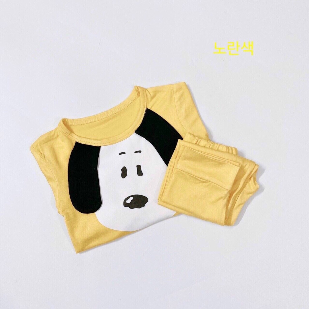Đồ Bộ Dài Tay Snoopy Bé Trai, Bé Gái Minky Mom Vải Thun Lạnh In Hình Cún Con Dễ Thương, Bộ Mặc Nhà Cho Bé