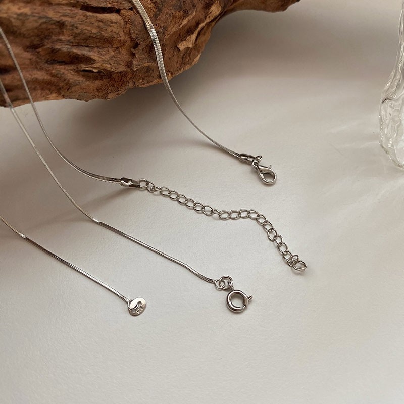 Set 2 vòng cổ bạc sterling đơn giản sang trọng thời trang Hàn Quốc