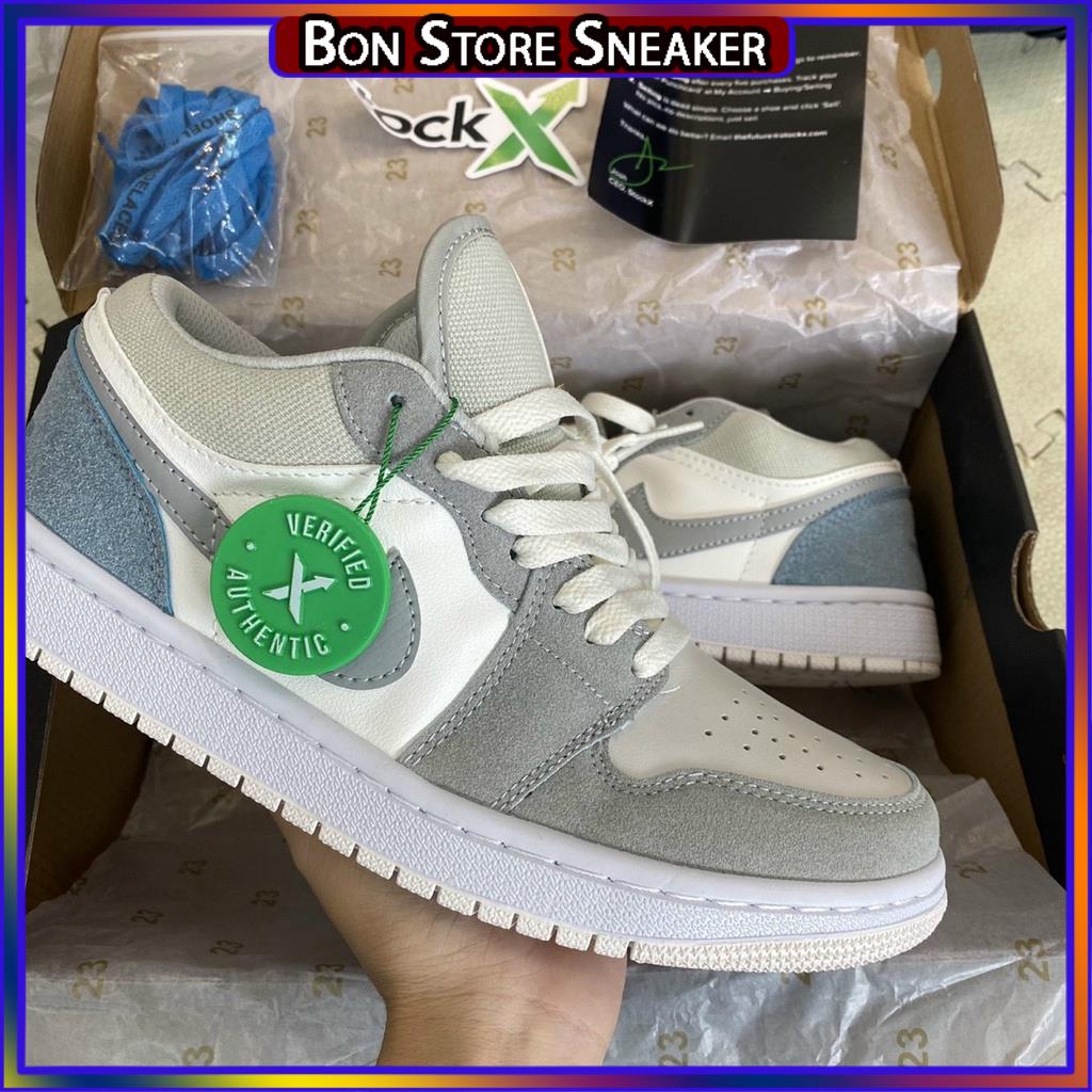 Giày sneaker Jordan 1 thấp cổ xanh dương, Giày thể thao Jd1 low xanh dương nam nữ full box