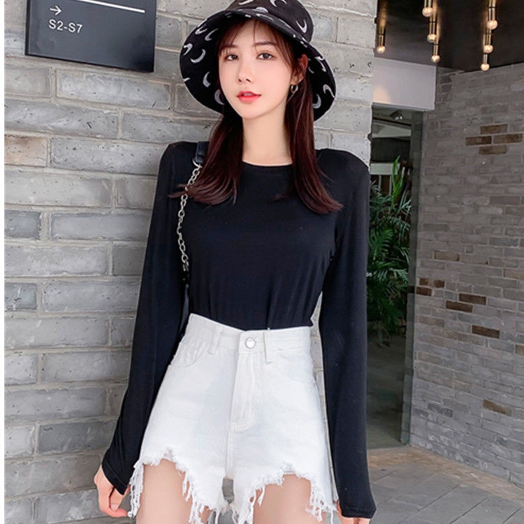 Quần Short Denim Lưng Cao Thiết Kế Xẻ Rách Thời Trang Mùa Hè Cá Tính Cho Nữ