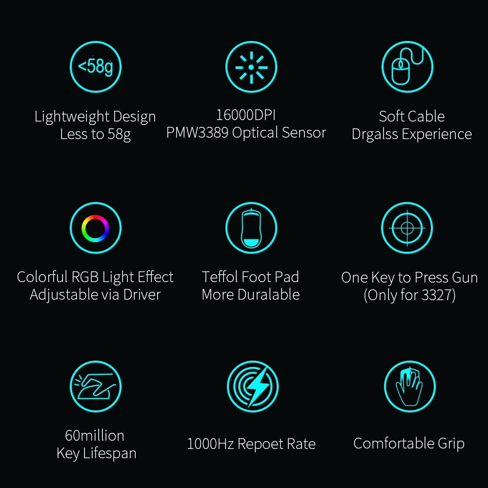 Chuột Chơi Game Không Dây Delux M800 RGB 2.4Ghz 16000 DPI 1000Hz Kèm Dây Cáp Mềm