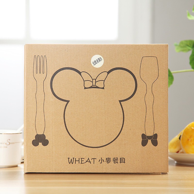 Tô ăn dặm kèm thìa và dĩa cho bé - micky