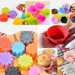 (HOT) Khuôn cupcake silicon hoạ tiết tim/ hoa cúc/ hình tròn/ hoa hồng size 5cm Hàng sẵn