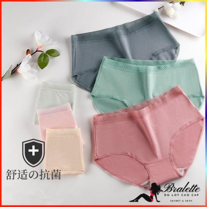 Quần Lót Quần Chíp Cotton Bralette Viền Ren Không Hằn KHÁNG KHUẨN Chống HPV Q365