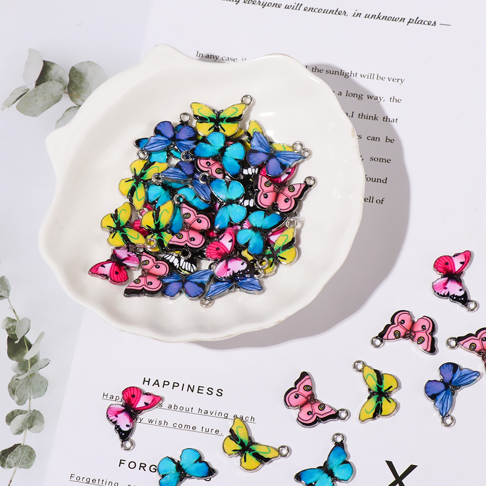 HANDMADE BUTTERFLY CHARMS Set 10 Mặt vòng cổ Hình Bướm