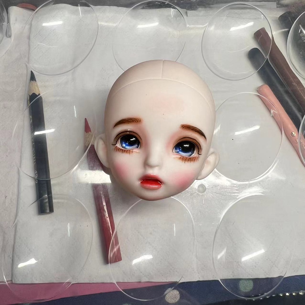 Đầu Búp Bê Trang Điểm 6 Điểm 16cm 16cm bjd Đầu Búp Bê Trang Điểm 3d Thay Đổi Sáu Điểm