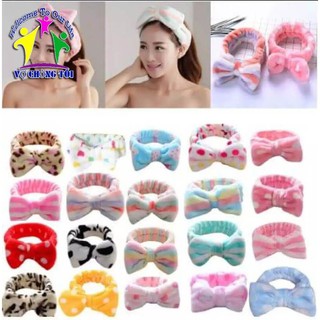 Băng đô rửa mặt trang điểm vải nhung nơ đẹp hoàn hảo