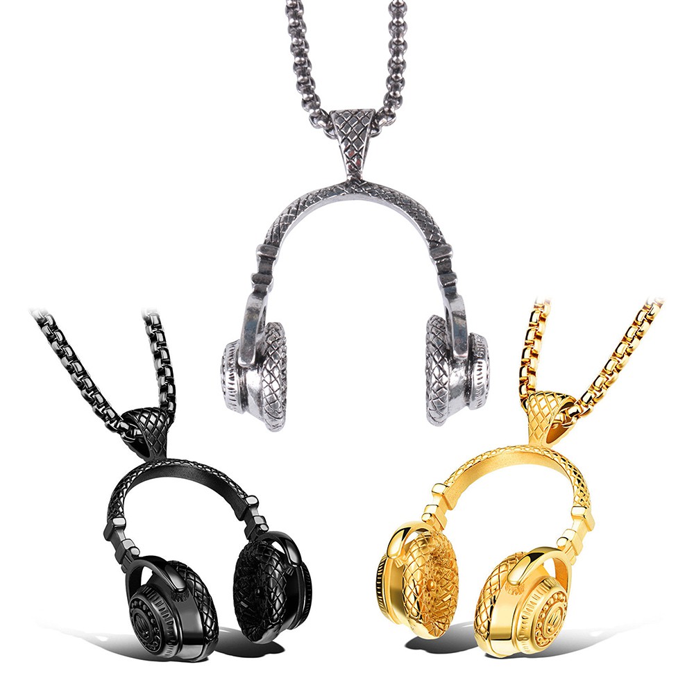 Fashion creative jewelry Hip hop style DJ headphone necklace yasuo