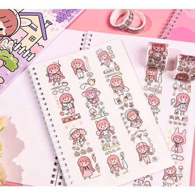 Sổ chiết washi tape lưu trữ sticker hoạt hình cute - 208mm x 148mm A5