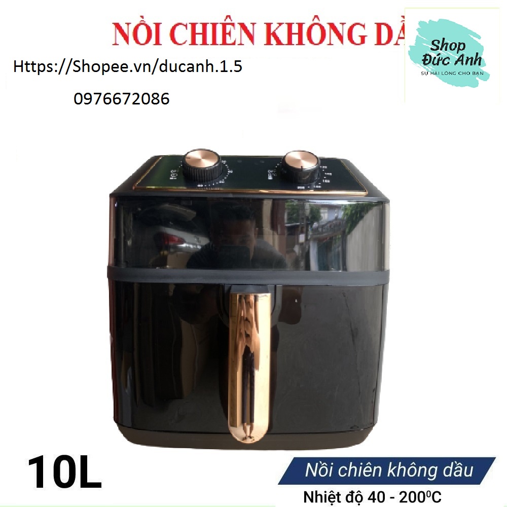 Nồi Chiên Không Dầu, Lò Chiên Không Dầu Nineshield 10 lít, Không Lo Dầu Mỡ, BH 1 Năm