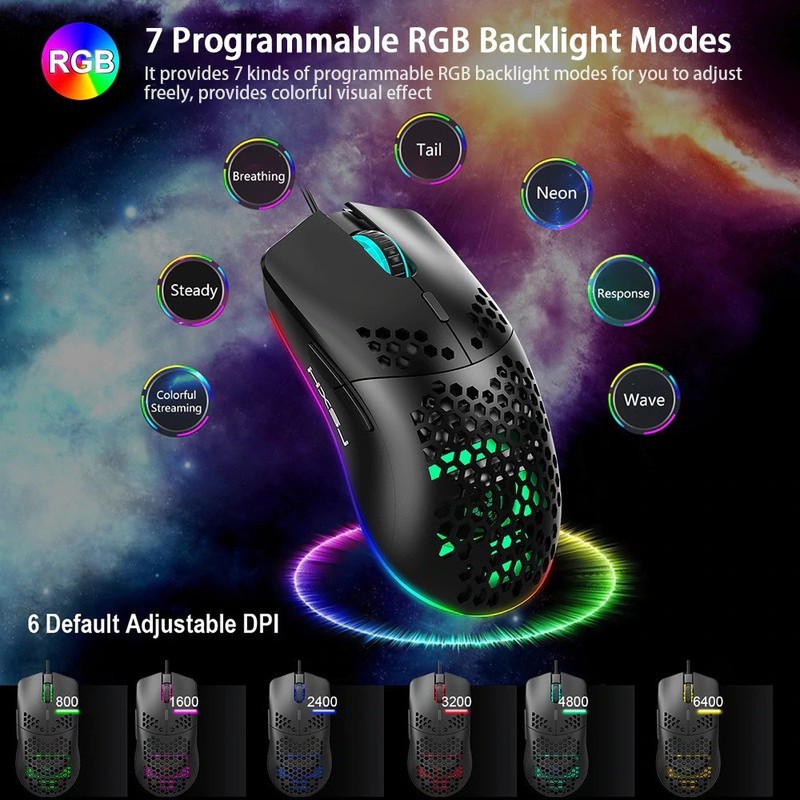 Chuột Gaming HXSJ J900; LED RGB Chơi Game Có Dây