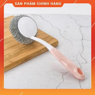 CHÍNH HÃNG -  Cọ xoong nồi có tay cầm inox,bùi nhùi cọ xoong nồi nhà bếp