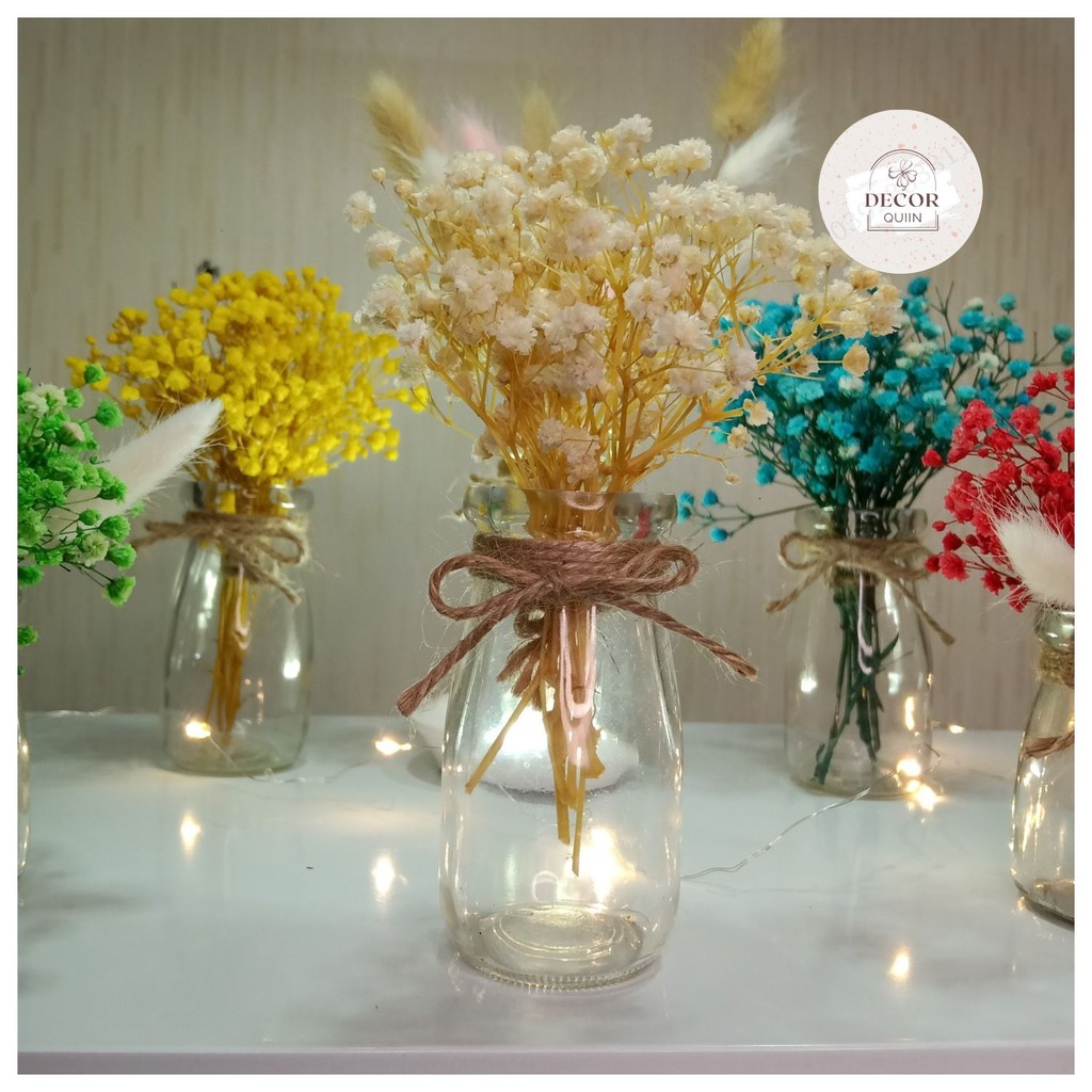 [Quà tặng] ❤️Lọ hoa khô babycỏ đuôi thỏ mini 110g trang trí bàn làm việc công sở decor góc học tập hoa để bàn quán cafe