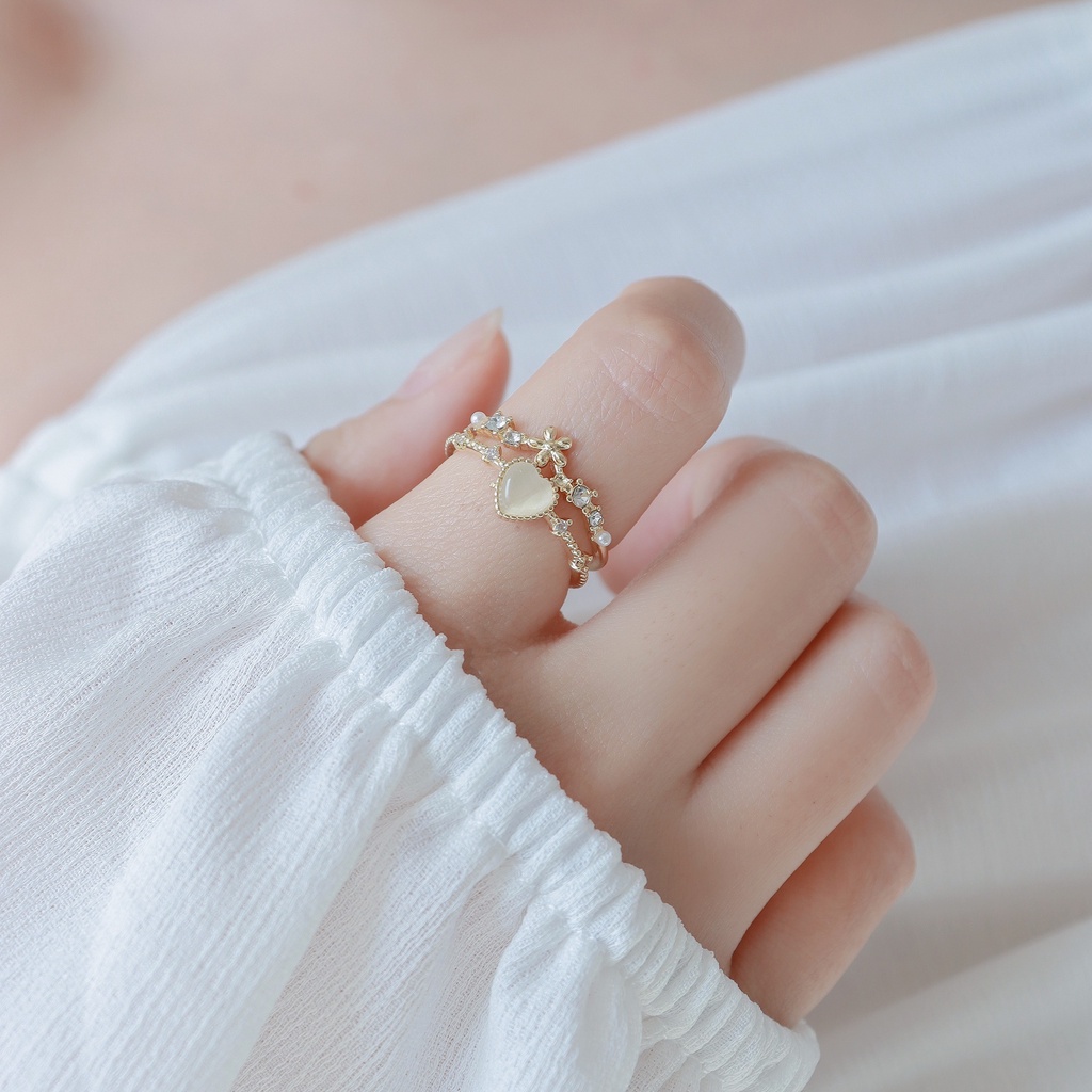 Nhẫn Hở Đính Đá Mắt Mèo Thời Trang Cho Nữ
