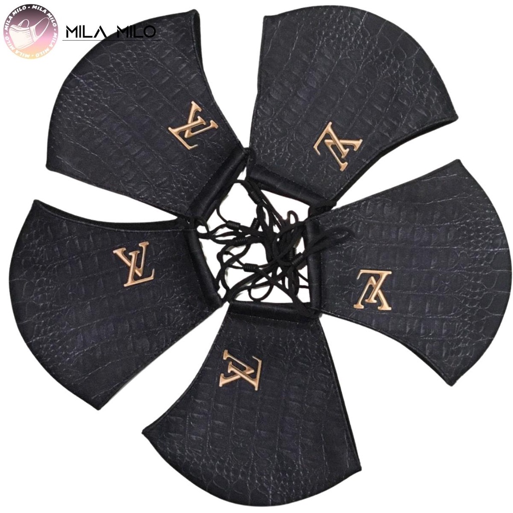 Khẩu trang vải kháng khuẩn in logo 3D 3 lớp cao cấp - Khẩu trang vải đen người lớn