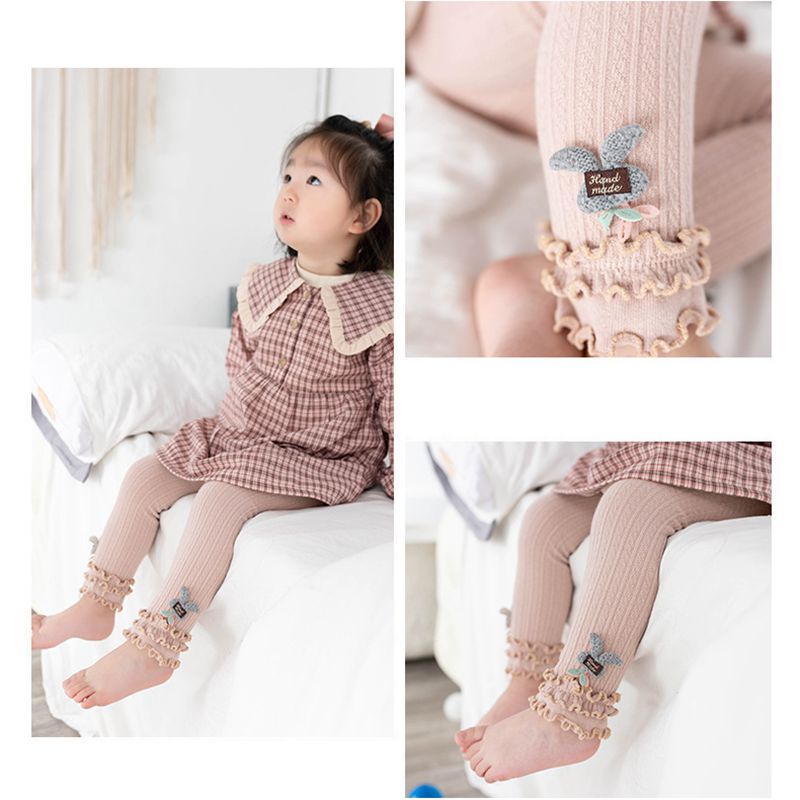 Quần legging dệt kim vải cotton thời trang cho bé gái 0-6 tuổi