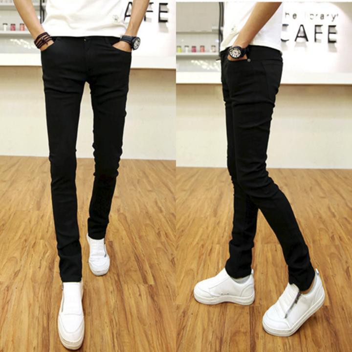 Quần jean nam đen trơn thời trang hàn quốc, quần bò nam ống côn co dãn thoải mái-MS019 | BigBuy360 - bigbuy360.vn