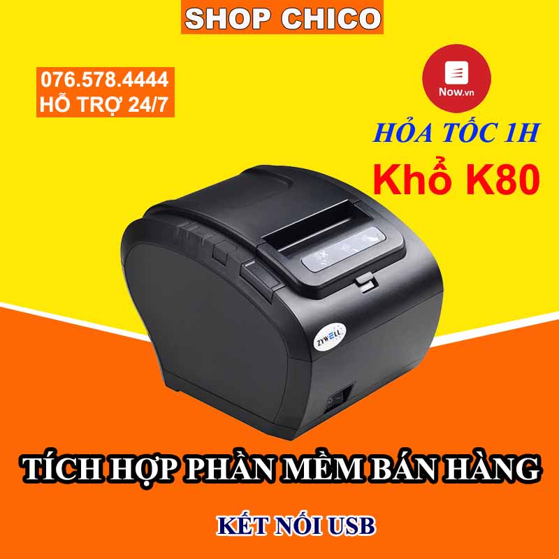 [Sale] Máy in hóa đơn K80 ZYWELL ZY302 cổng USB Chính hãng giá rẻ bảo hành 12 tháng dễ sử dụng lắp đặt nhanh máy in bill