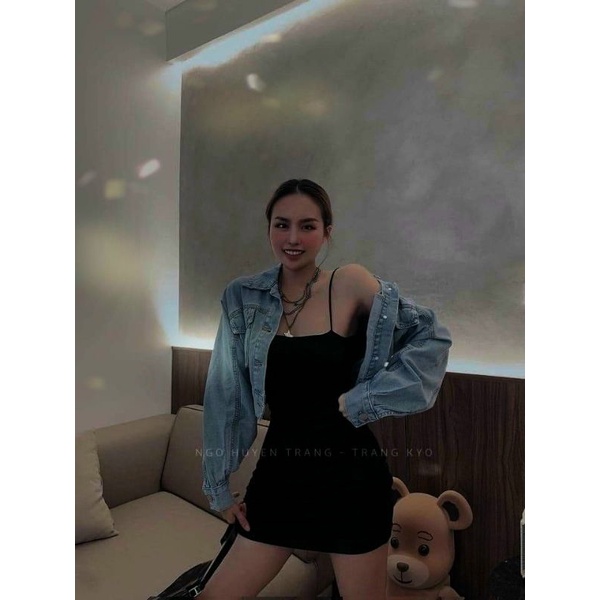 [SIÊU PHẨM] ÁO  KHOÁC JEAN THÊU DA TÚI CAO CẤP YL81212