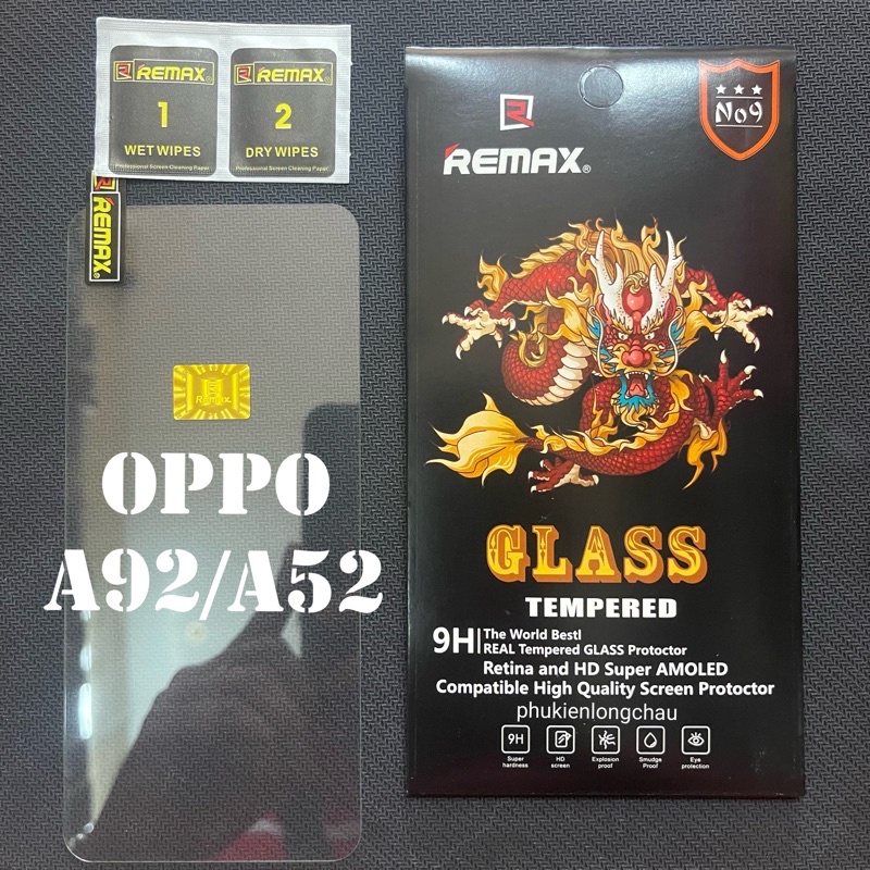 (R1)Miếng Dán Cường Lực Oppo A52 / A92 Trong Suốt Chính Hãng Remax