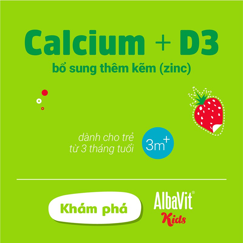 ALBAVIT KIDS CALCIUM + D3 - Giúp phát triển xương và răng chắc khỏe - Lọ 150ml