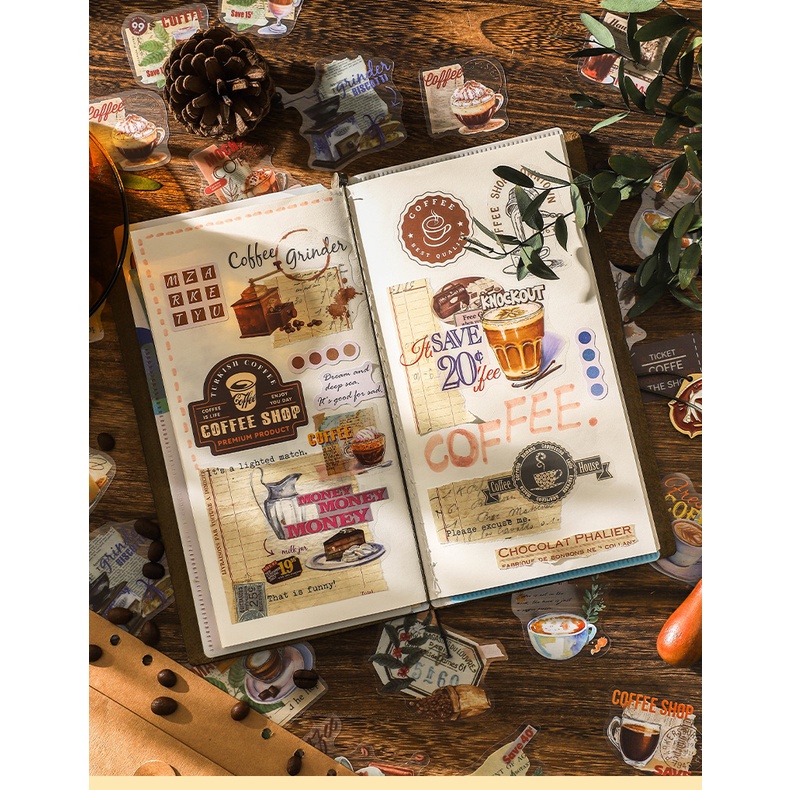 Sticker vintage trang trí sổ tay bullet journal độc đáo, hình dán sticker cute dễ thương