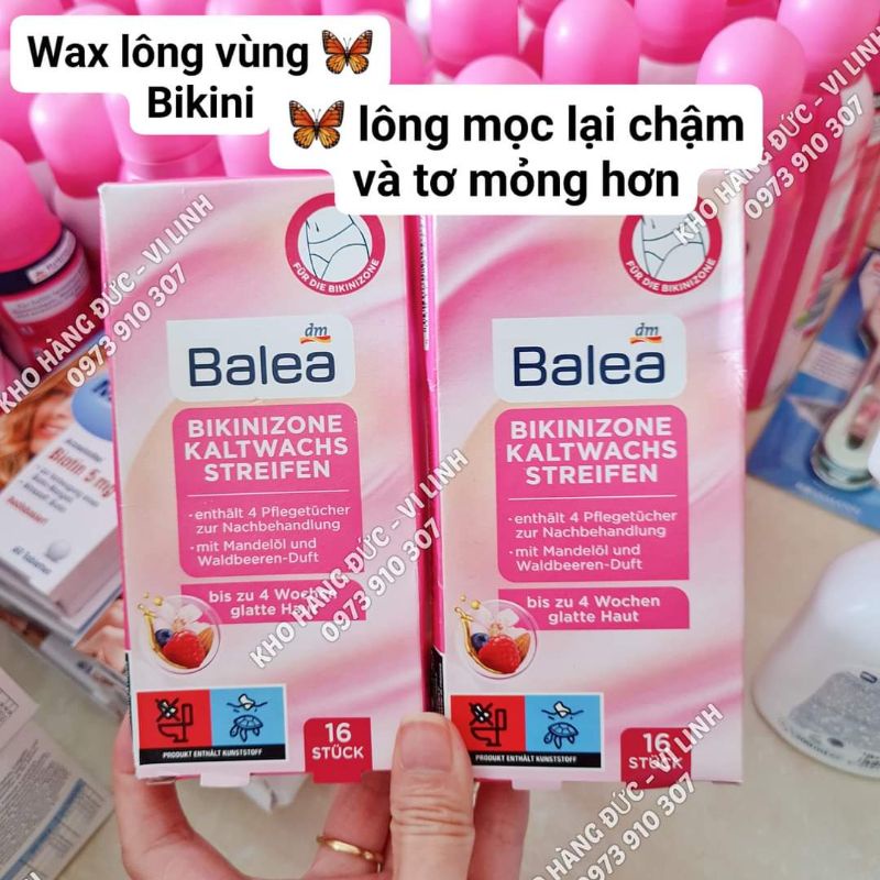 (Bill Đức) Miếng dán wax lông tẩy lông vùng bikini Balea 16 miếng