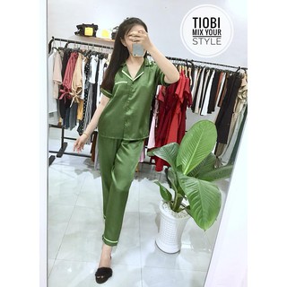 Pijama phí lụa phối viền