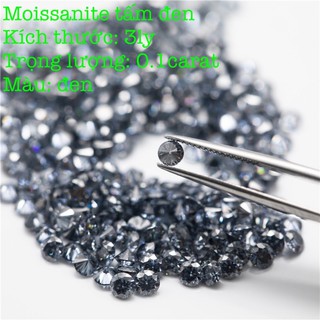 Kim cương Moissanite Đen (siêu hiếm) 3ly
