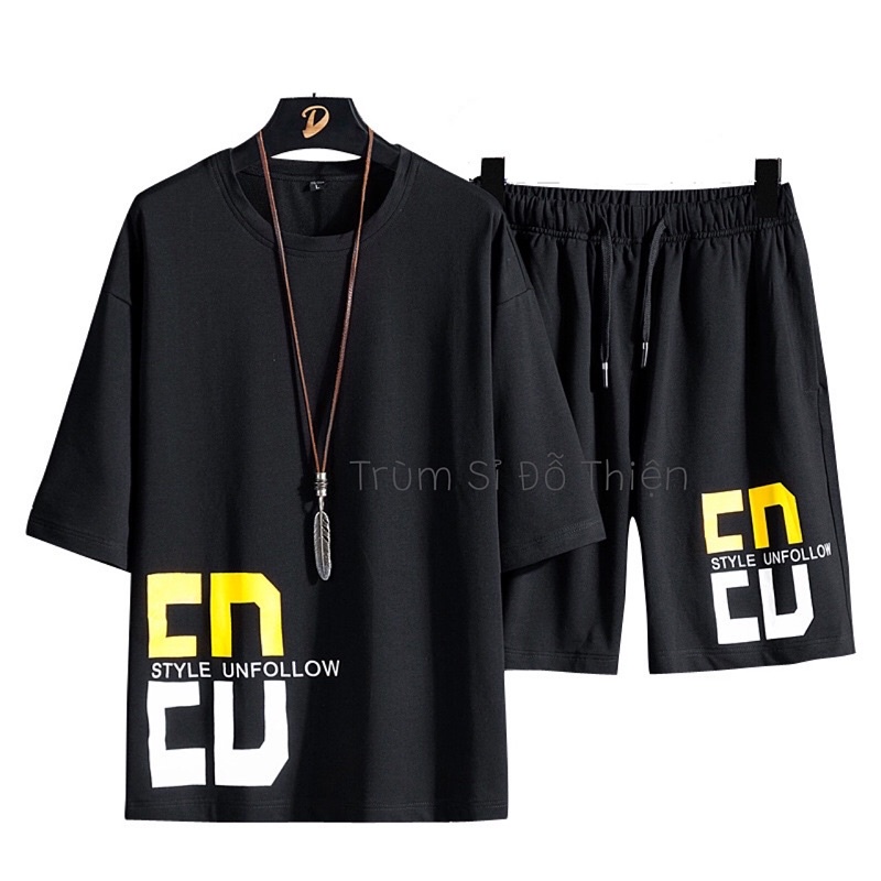 Bộ mặc nhà ED chất thun cao cấp Unisex bigsize dành cho nam nữ mặc ngủ thể thao tập gym du lịch đi biển siêu ngầu
