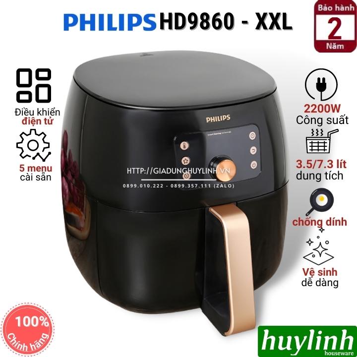 [Mã ELHAMS5 giảm 6% đơn 300K] Nồi chiên không dầu điện tử Philips HD9860 / 90 - size XXL - chính hãng