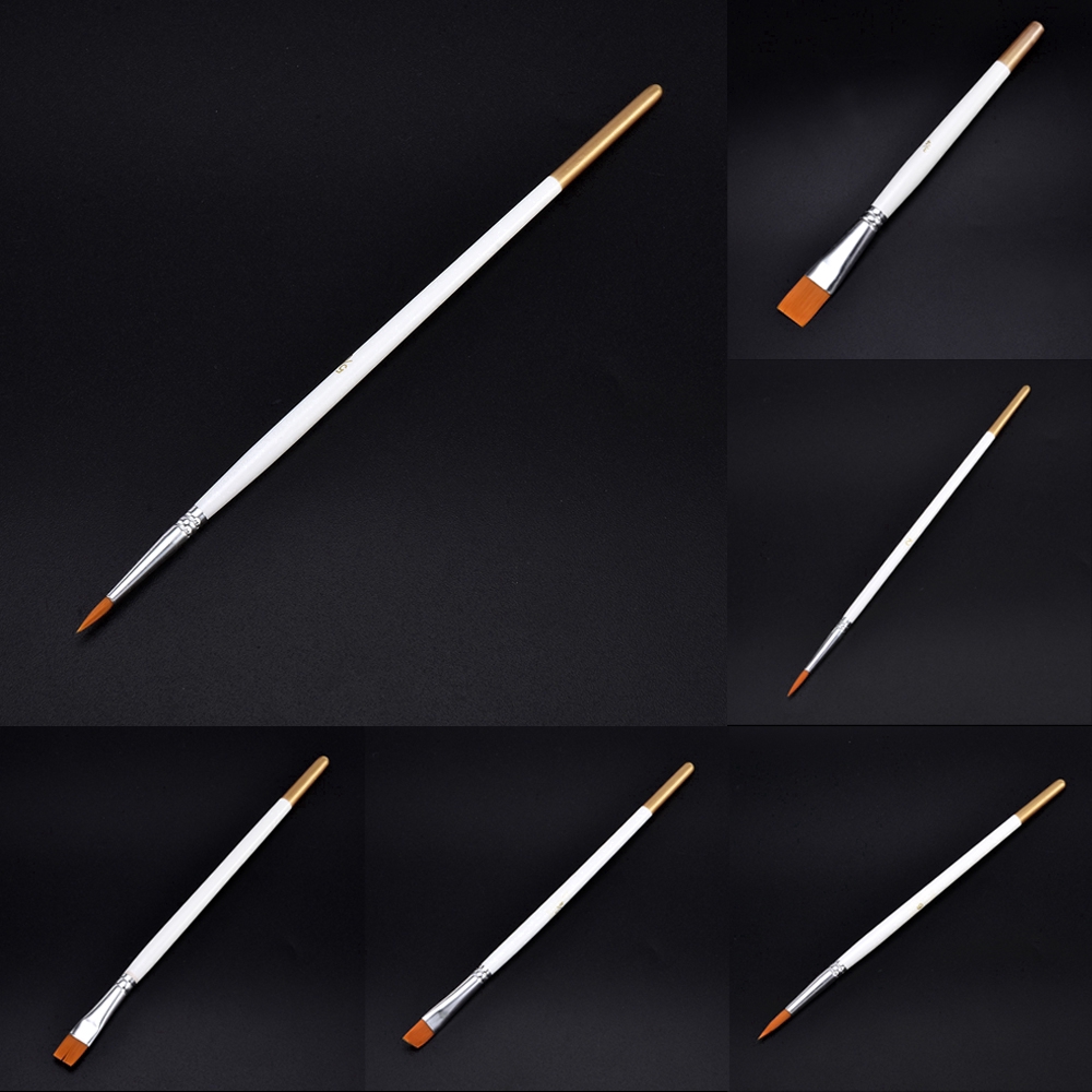 Set 6 cọ vẽ móng bằng nylon cán gỗ xinh xắn tiện dụng