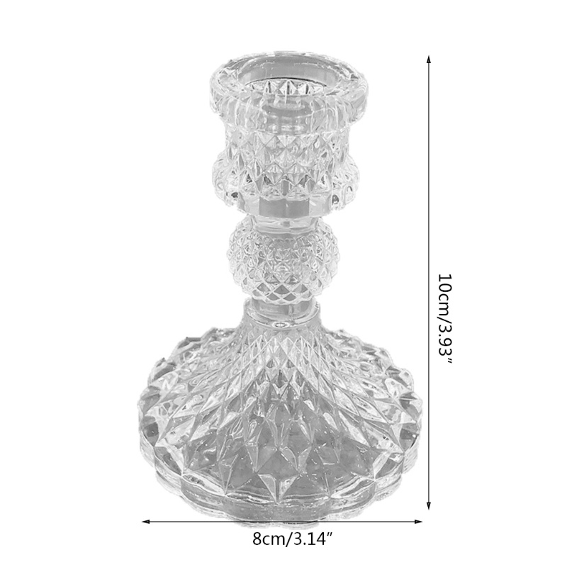 AOTO Glass Taper Candle Holder Decorative Candlestick Holder,  Modern Crystal Candelabra Pillar Glass Candle Stand Candleholder for Wedding Dinning Table Centerpieces Home Decoration