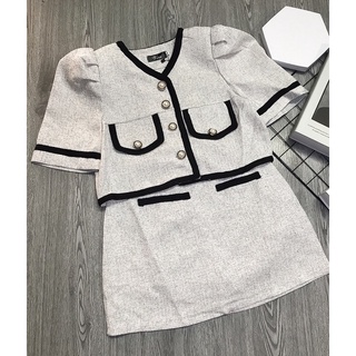 Set dạ tiêu viền cúc ngọc sang chảnh