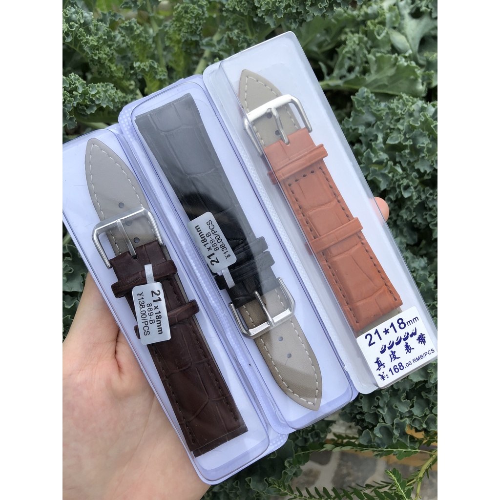 Dây Da Đồng Hồ Vân Cá Sấu Size 19mm 21mm TẶNG KÈM DỤNG CỤ THAY DÂY