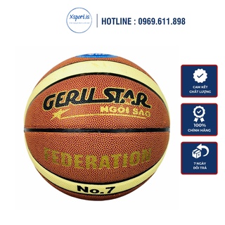 Banh bóng rổ da geru star federation số 6 số 7 tặng kim bơm túi lưới indoor bền nhồi tốt bám tay gerustar