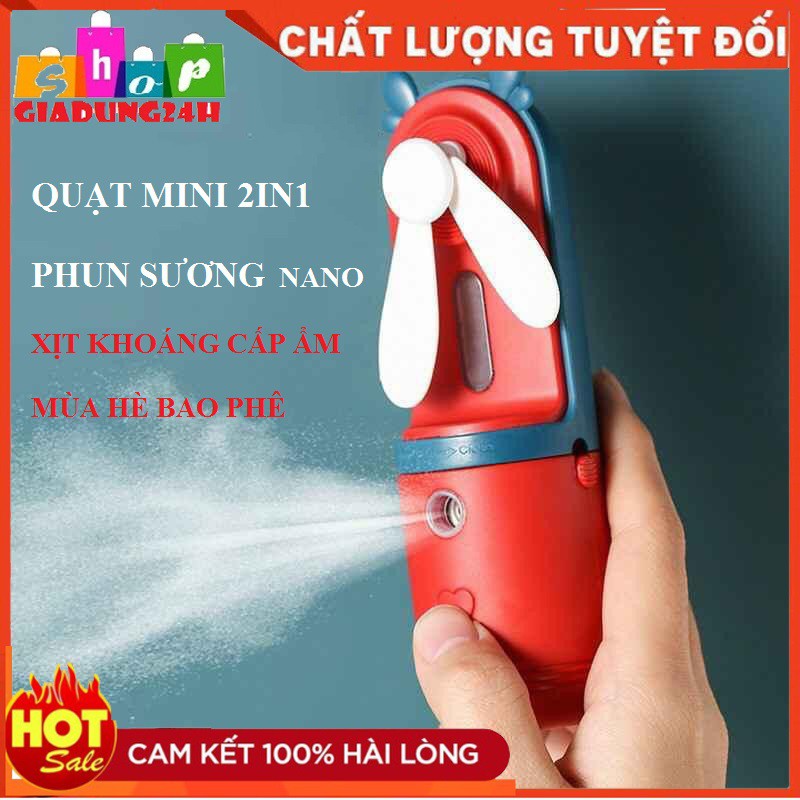 {HOT NHẤT 2021}Quạt Mini Phun Sương Nano Tạo Độ Ẩm-Quạt Mini Cầm Tay Xịt Khoáng Màu Sắc Siêu Xinh-