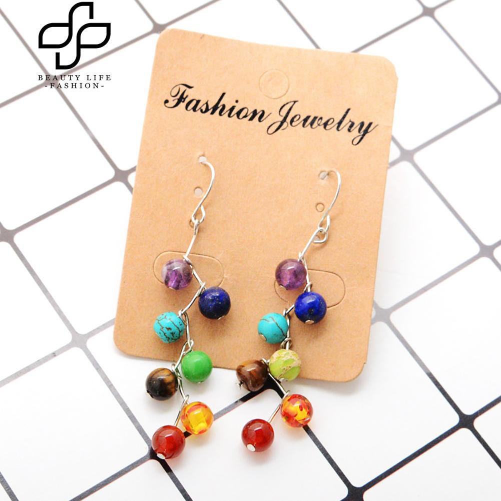 Khuyên tai đính đá tự nhiên nhiều màu sắc