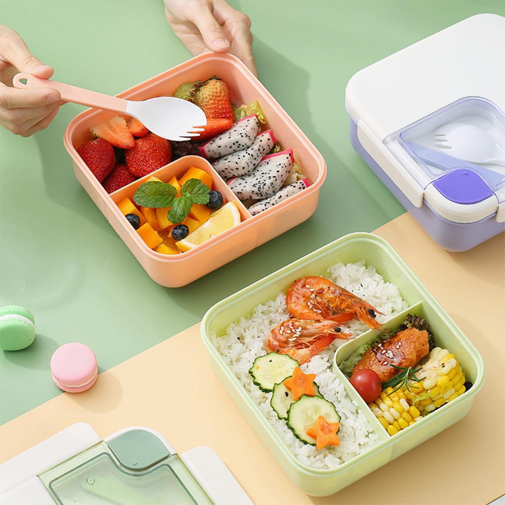 Hộp Đựng Thức Ăn Trưa Nhiều Ngăn Kèm Muỗng Tiện Dụng Cho Nhà Bếp / Văn Phòng
