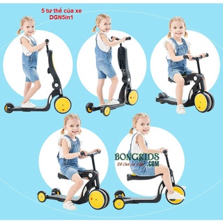 Xe chòi chân kiêm Scooter, đạp 3 bánh 5 in 1 Unibaby DGN5-2 cho bé 2-8 tuổi, nhiều màu